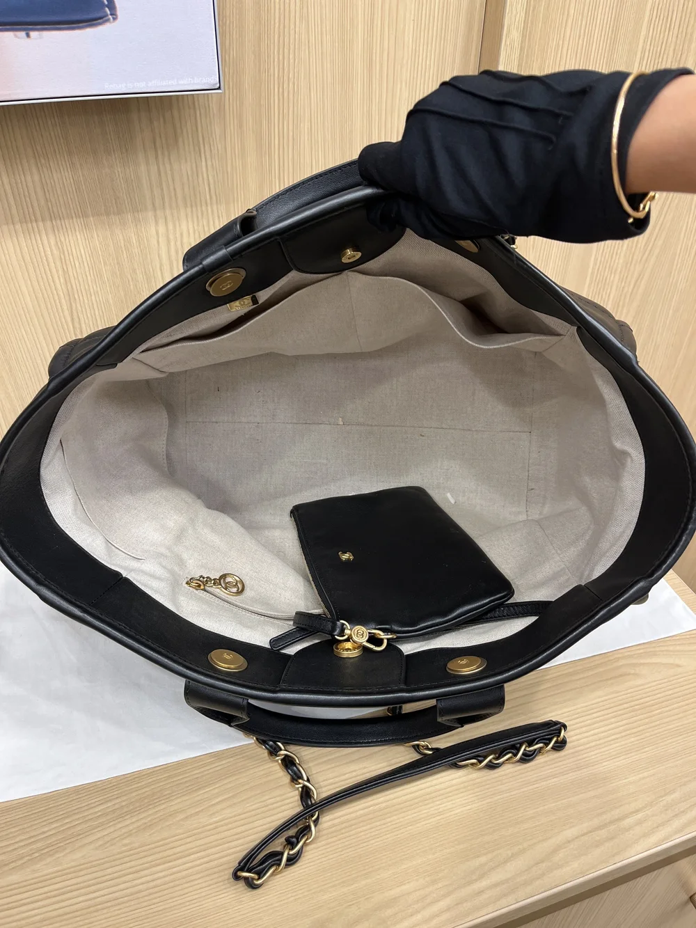 CHANEL black leather